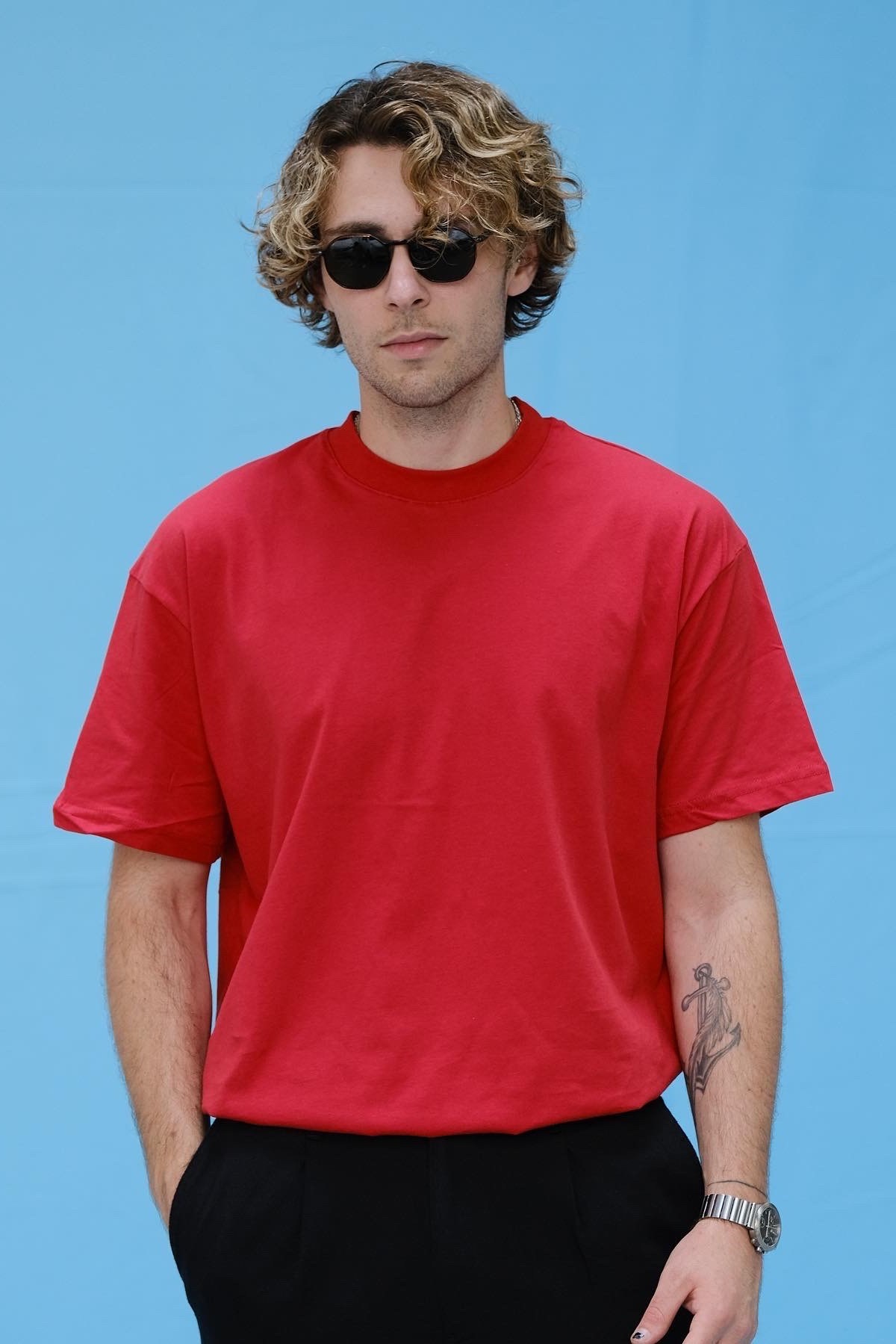 Oversize Basic Kırmızı T-Shirt 