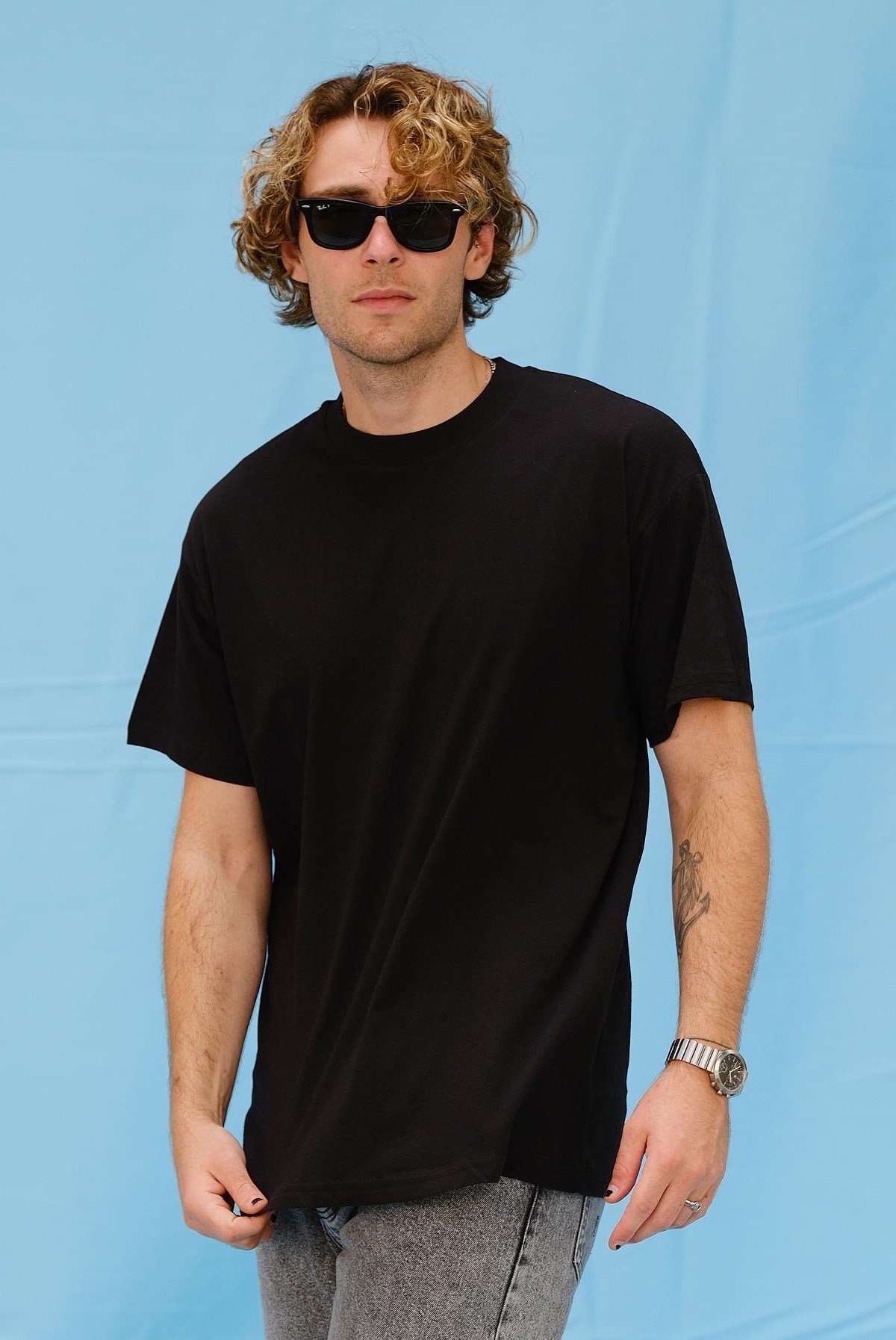 Oversize Basic Siyah T-Shirt 