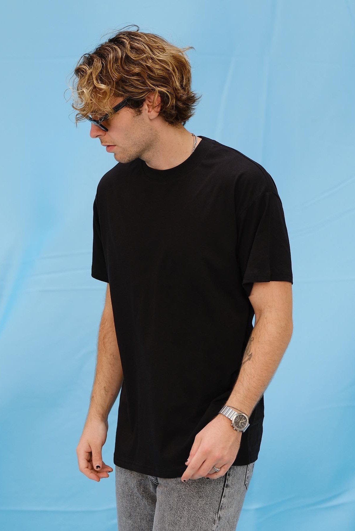 Oversize Basic Siyah T-Shirt 