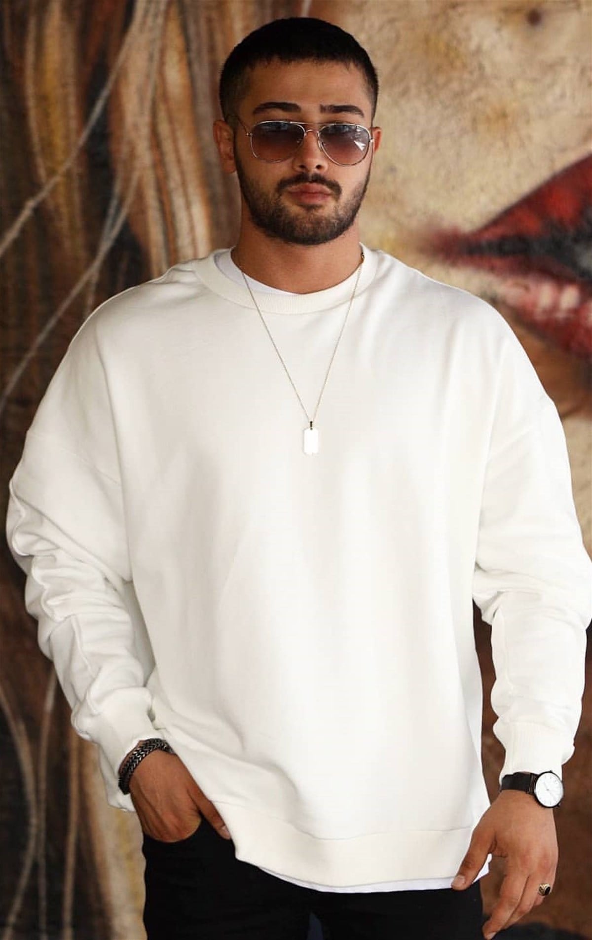 Oversize Basic Sweatshirt Beyaz