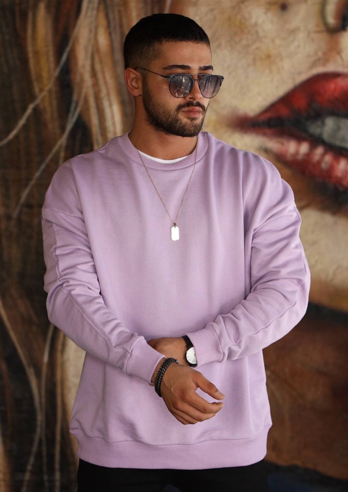 Oversize Basic Sweatshirt Mor