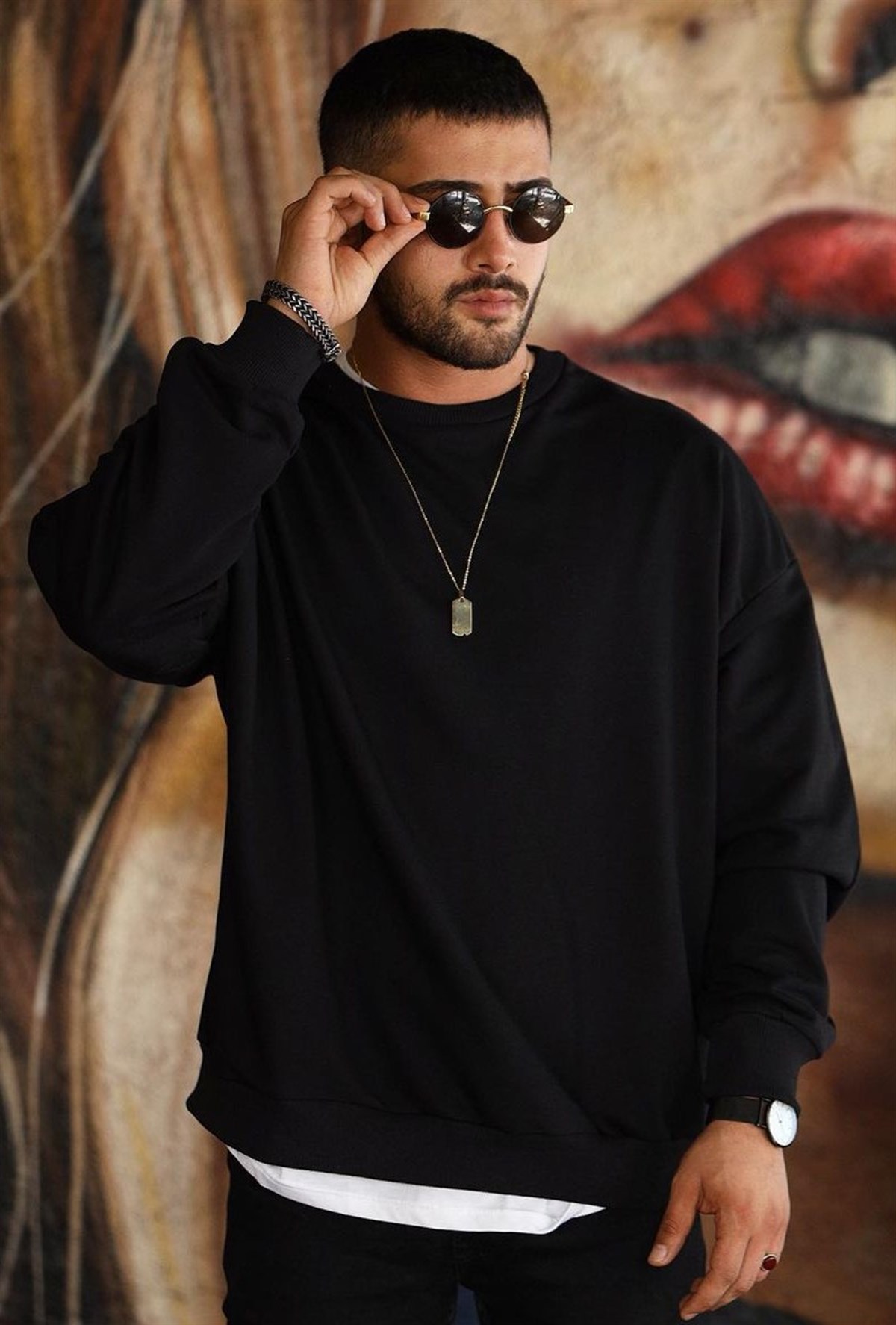 Oversize Basic Sweatshirt Siyah