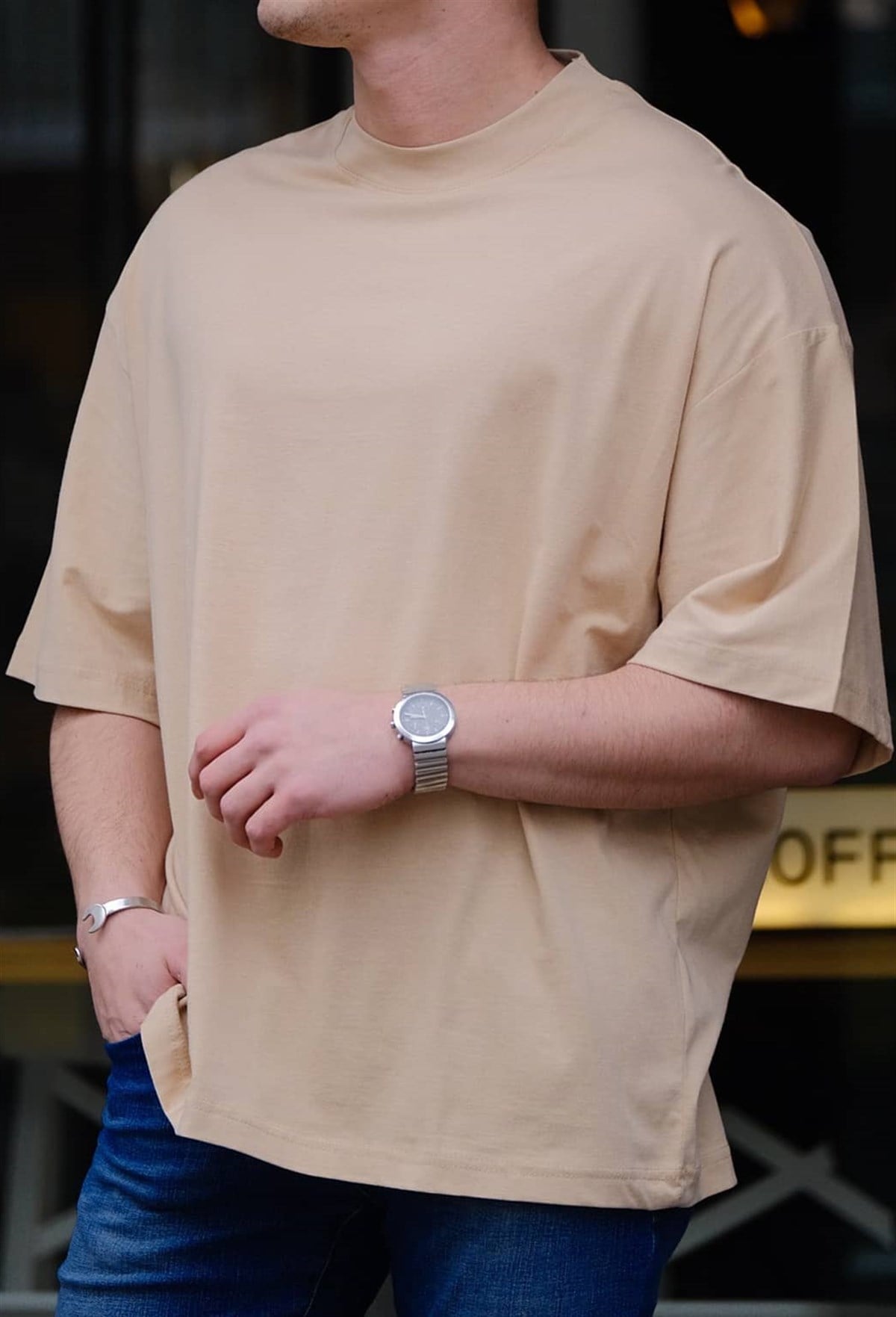 Oversize Basic T-Shirt Bej