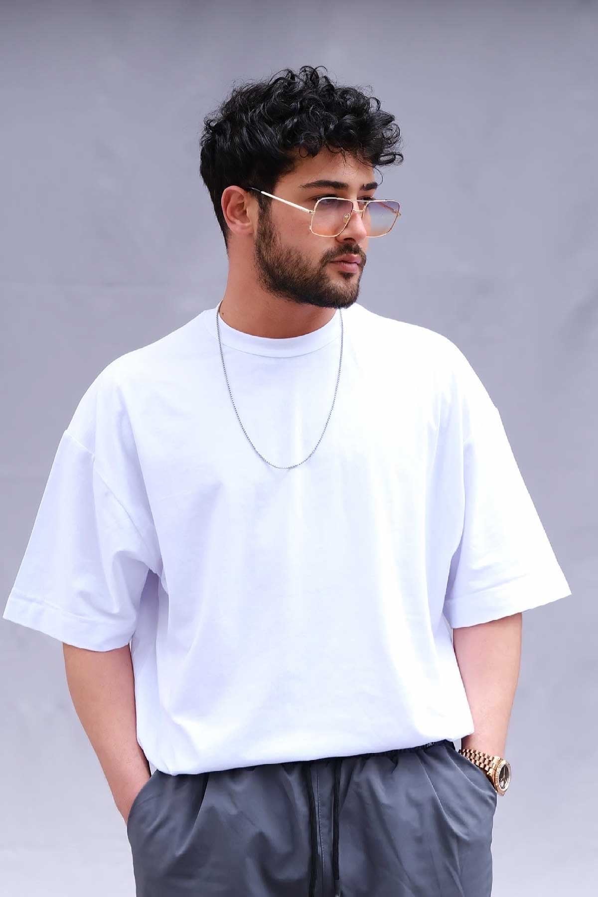 Oversize Basic T-Shirt Beyaz