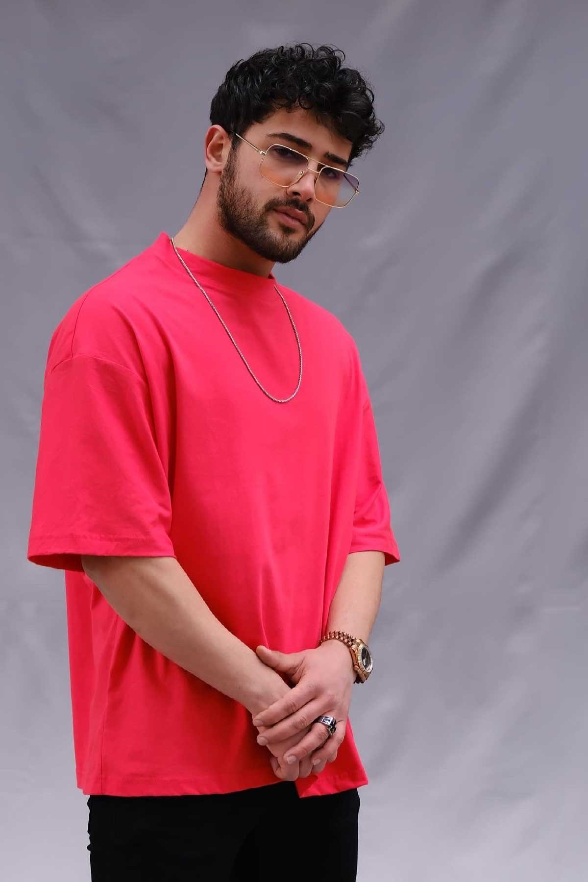 Oversize Basic T-Shirt Kırmızı
