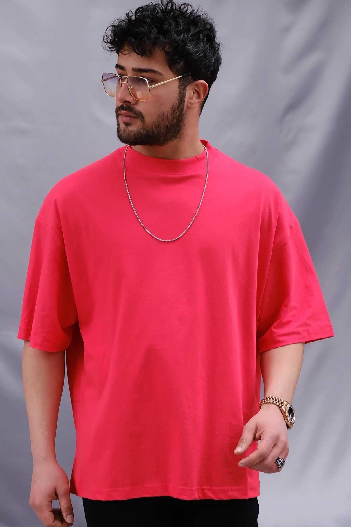 Oversize Basic T-Shirt Kırmızı