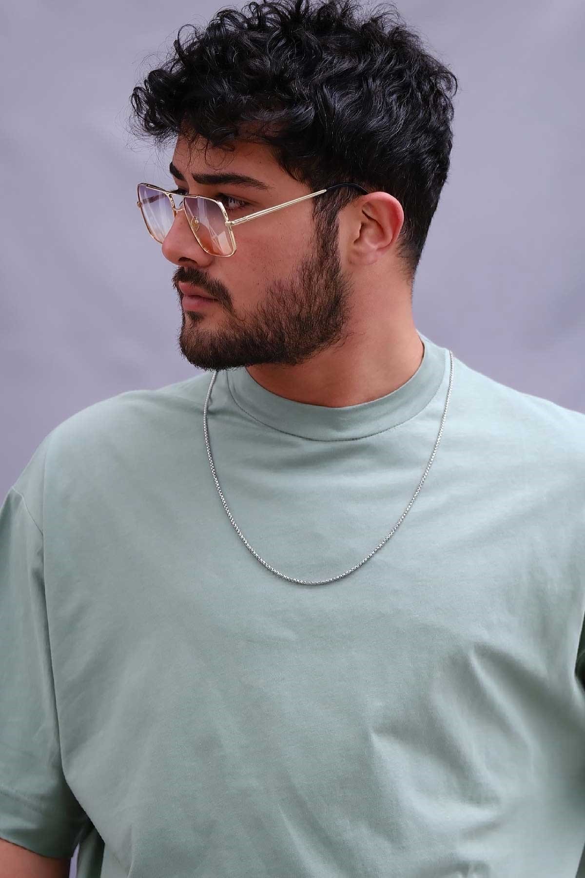Oversize Basic T-Shirt Su Yeşili