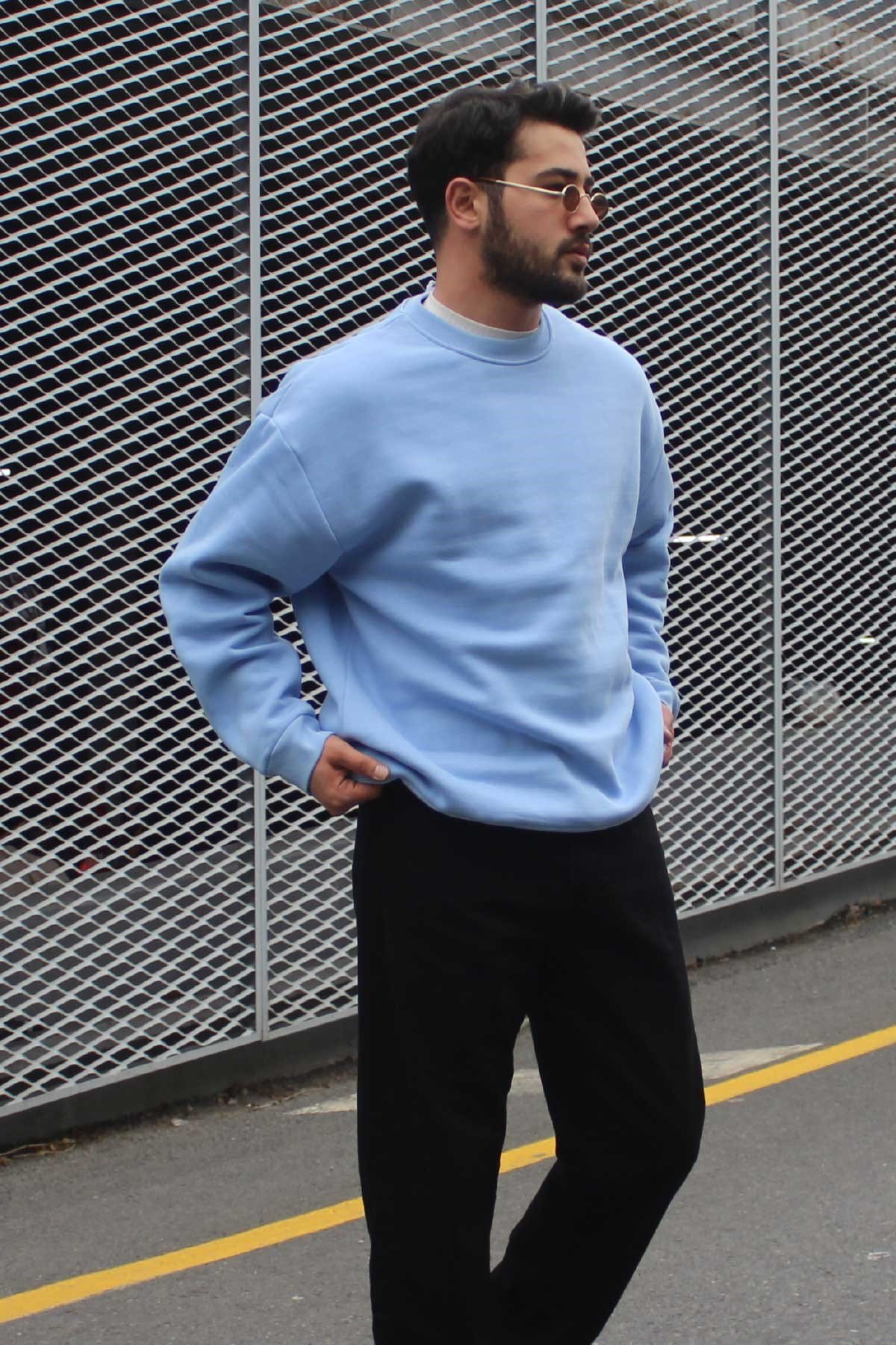 Oversize Bebek Mavisi Sweatshirt