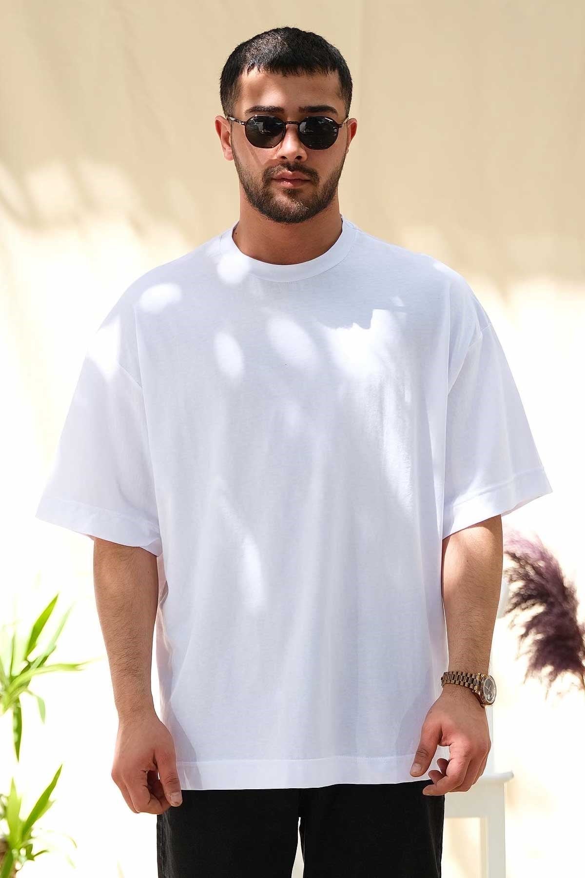 Oversize Beyaz Basic T-Shirt