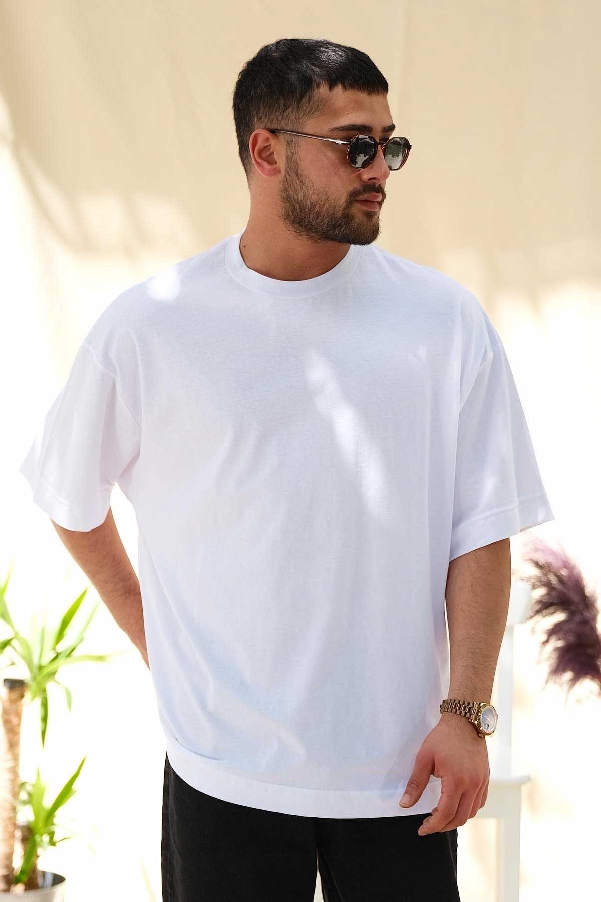 Oversize Beyaz Basic T-Shirt