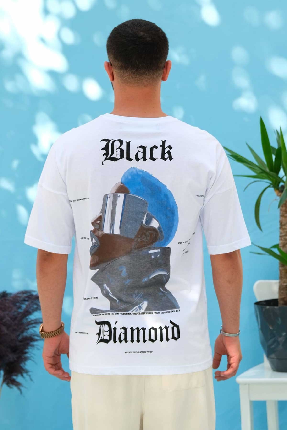 Oversize Beyaz Black Diamond T-Shirt