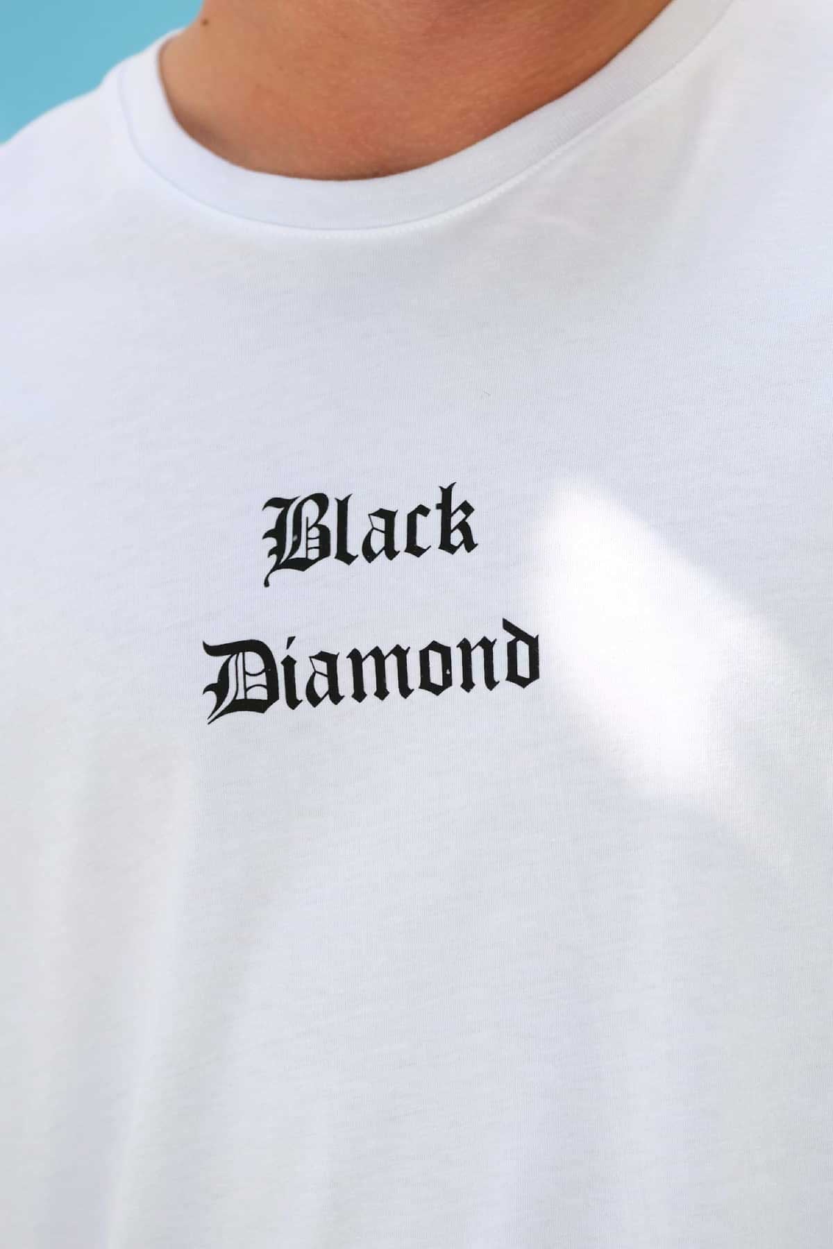 Oversize Beyaz Black Diamond T-Shirt