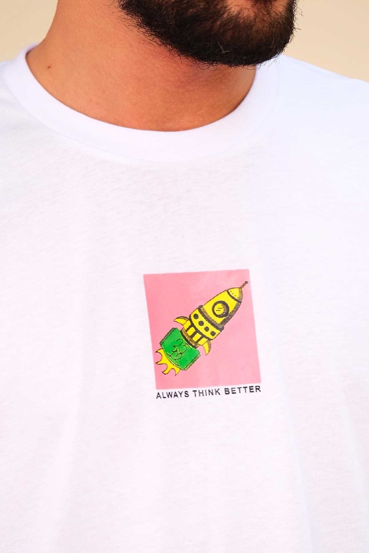 Oversize Beyaz Good Vibes T-Shirt