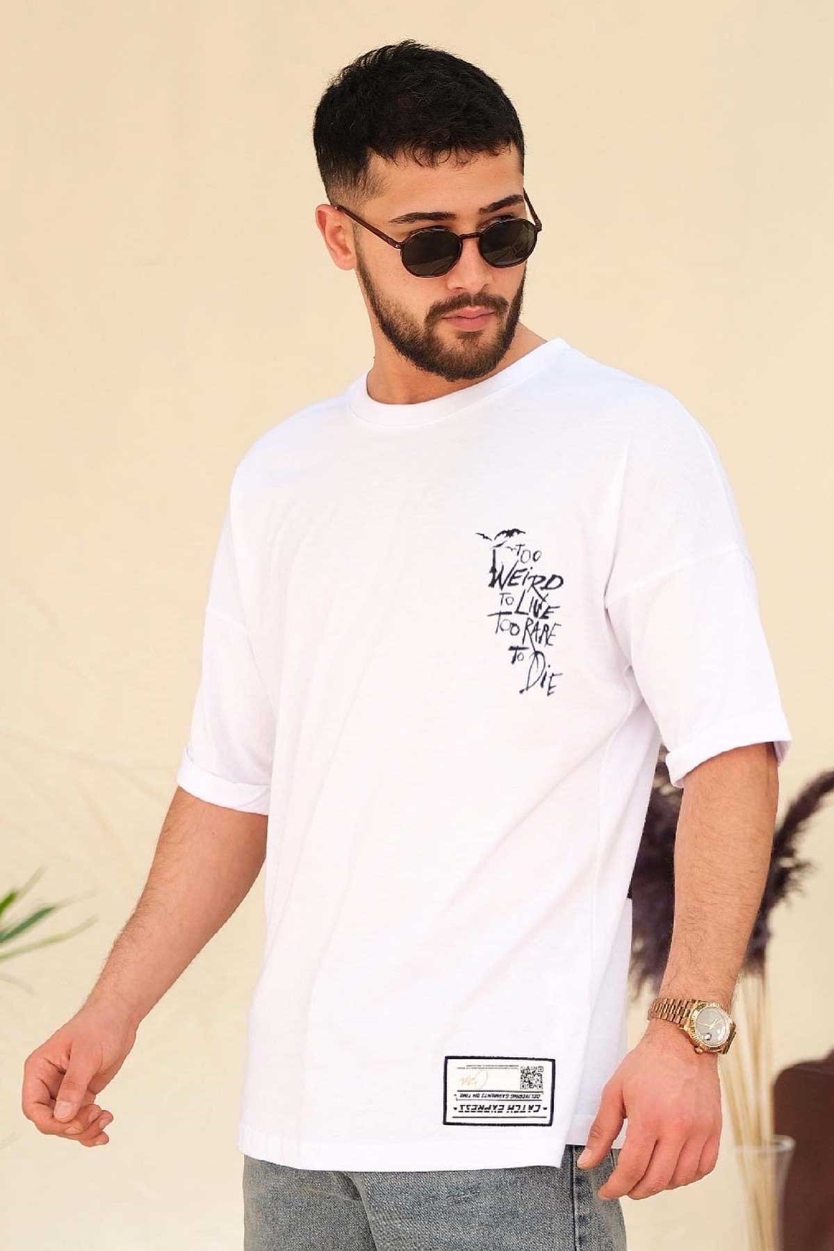 Oversize Beyaz Too Weird To Live T-Shirt