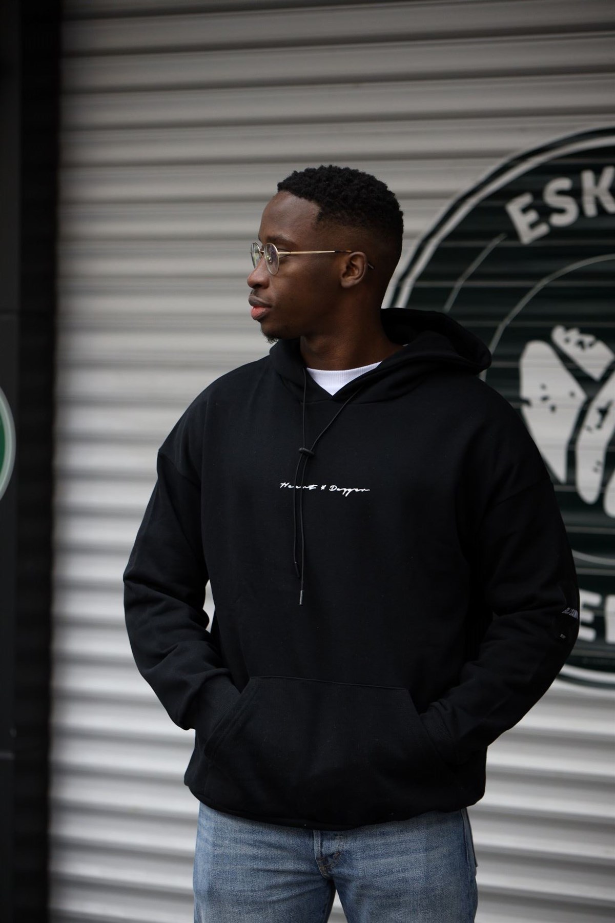 OVERSIZE BLACK SAMPLE KAPÜŞONLU SWEATSHIRT