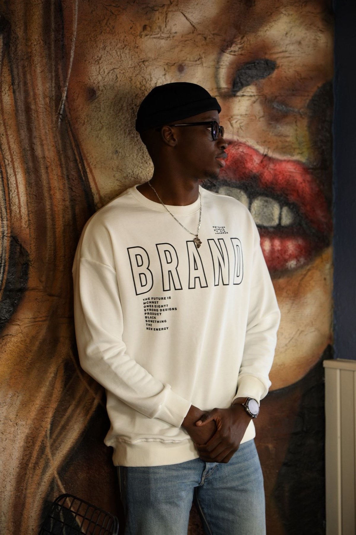 OVERSIZE BRAND SWEATSHIRT BEYAZ