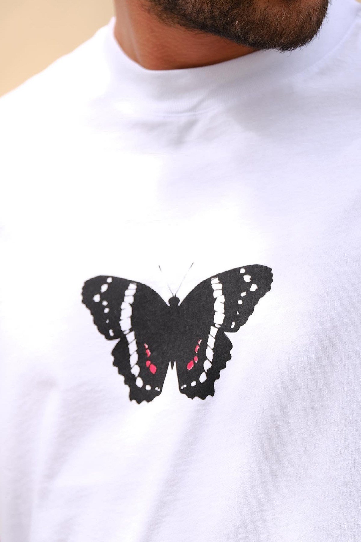 Oversize Butterfly Beyaz T-Shirt