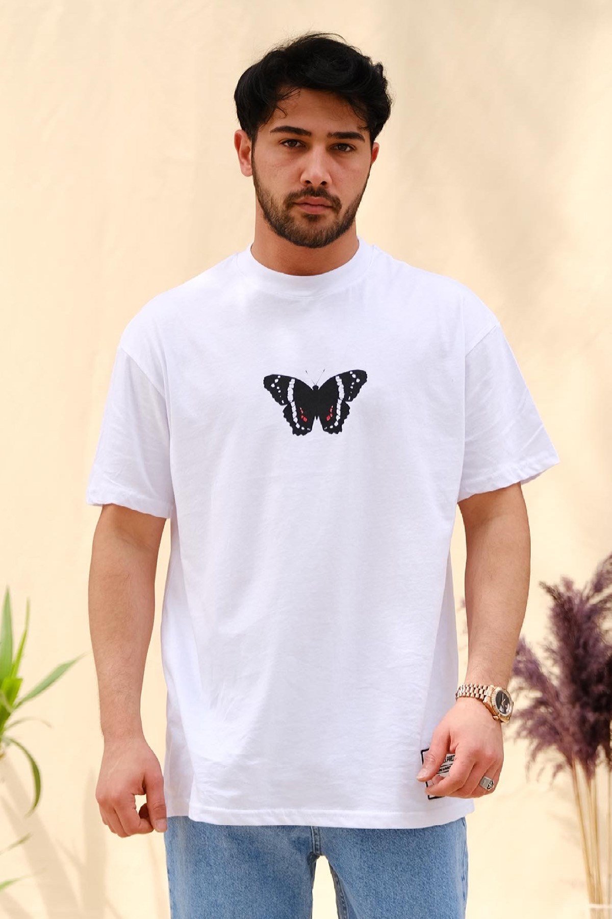 Oversize Butterfly Beyaz T-Shirt