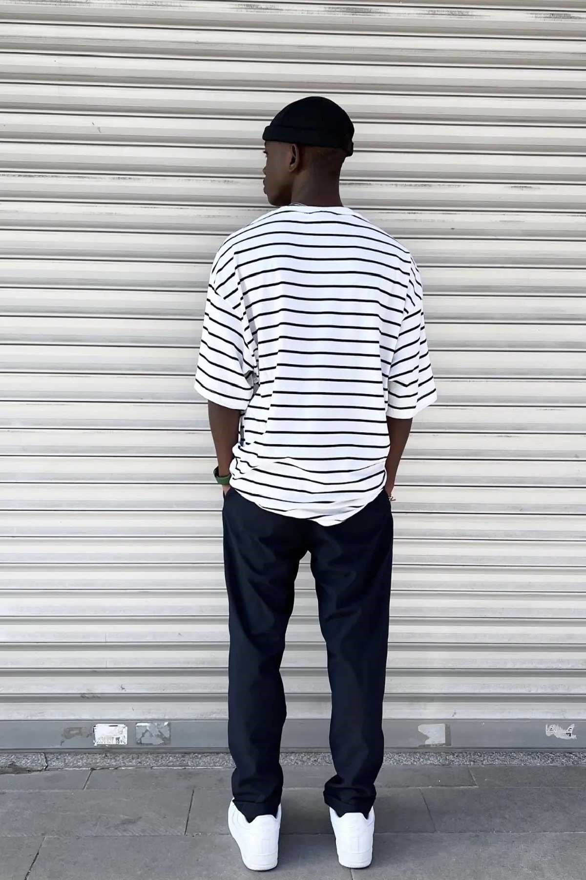 Oversize Çizgili Sweatshirt