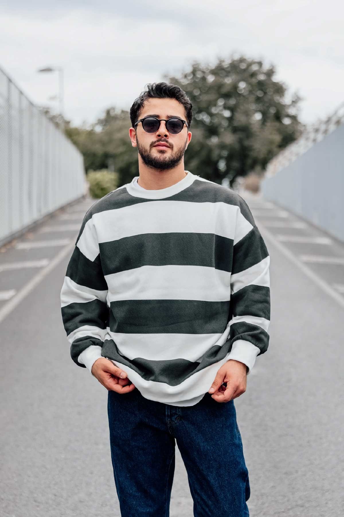Oversize Cizgili Sweatshirt