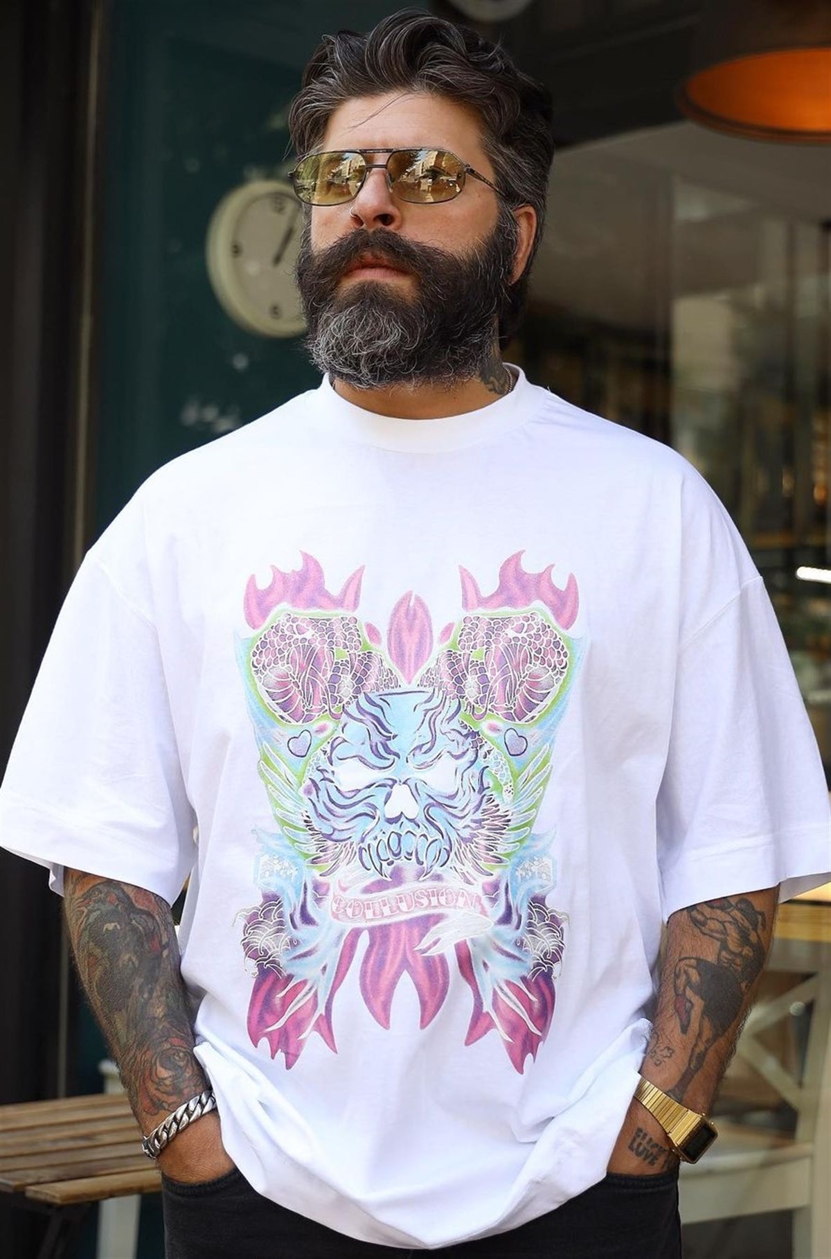 Oversize Collusion T-Shirt Beyaz