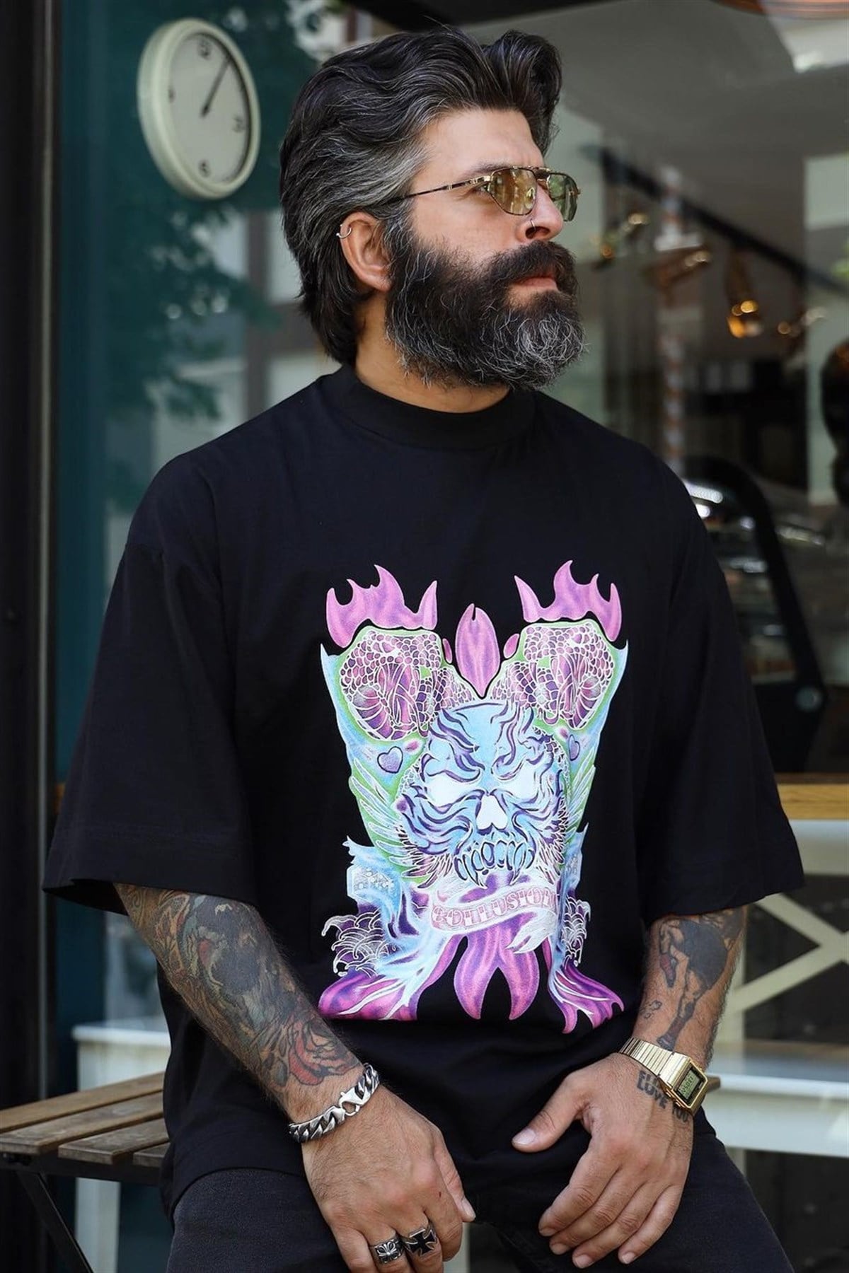 Oversize Collusion T-Shirt Siyah