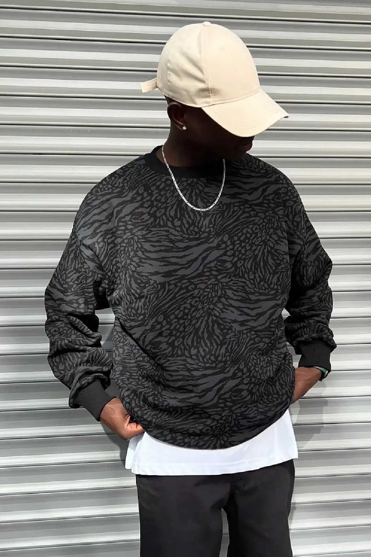 Oversize Desenli Sweatshirt