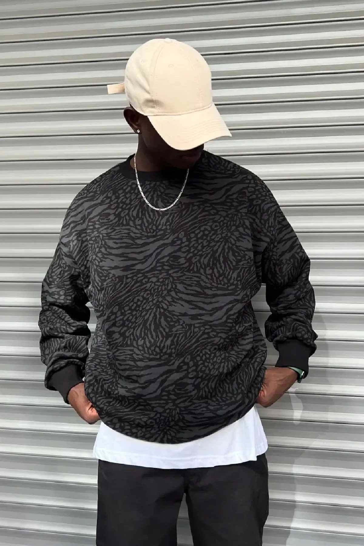Oversize Desenli Sweatshirt