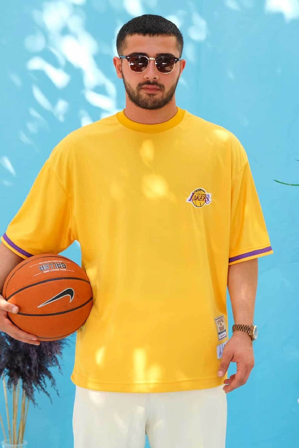 Oversize Fileli Lakers T-Shirt