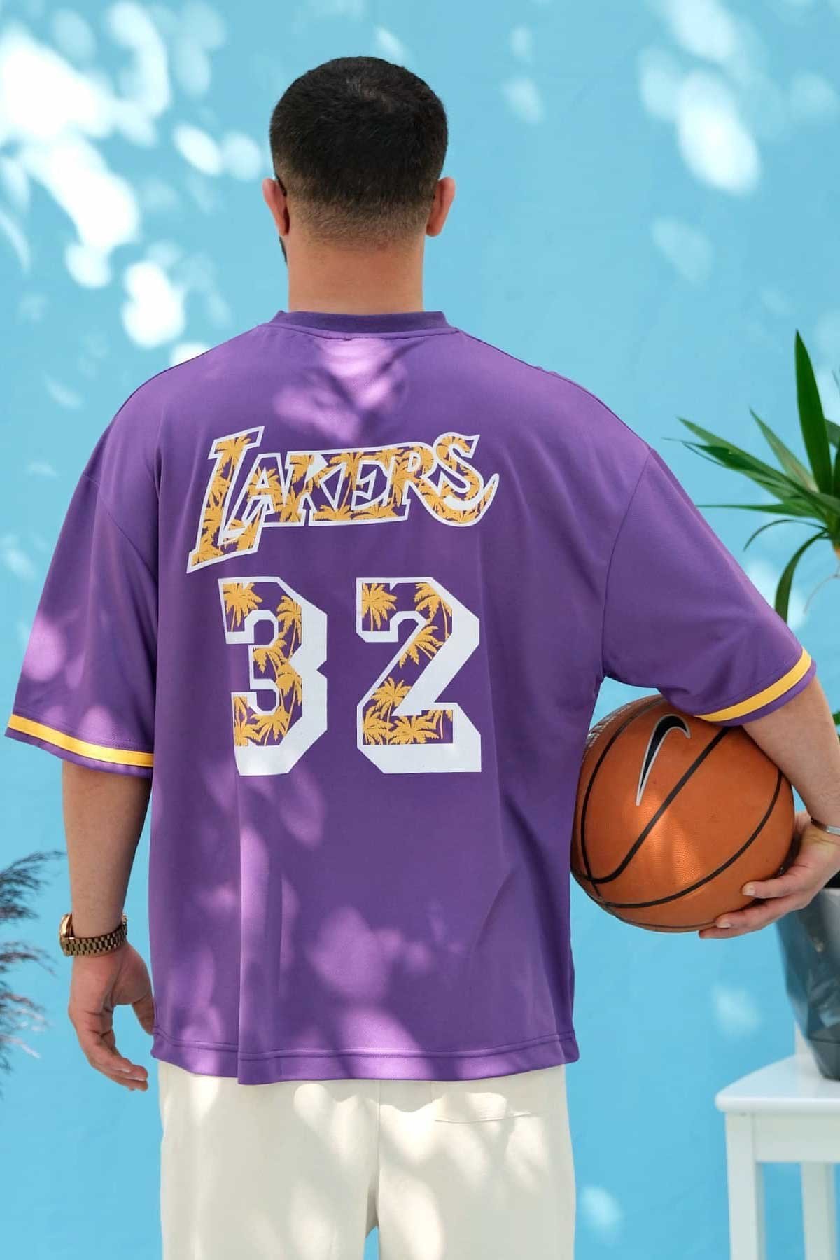 Oversize Fileli Lakers T-Shirt