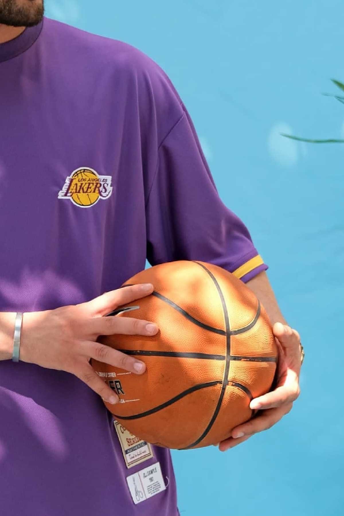 Oversize Fileli Lakers T-Shirt