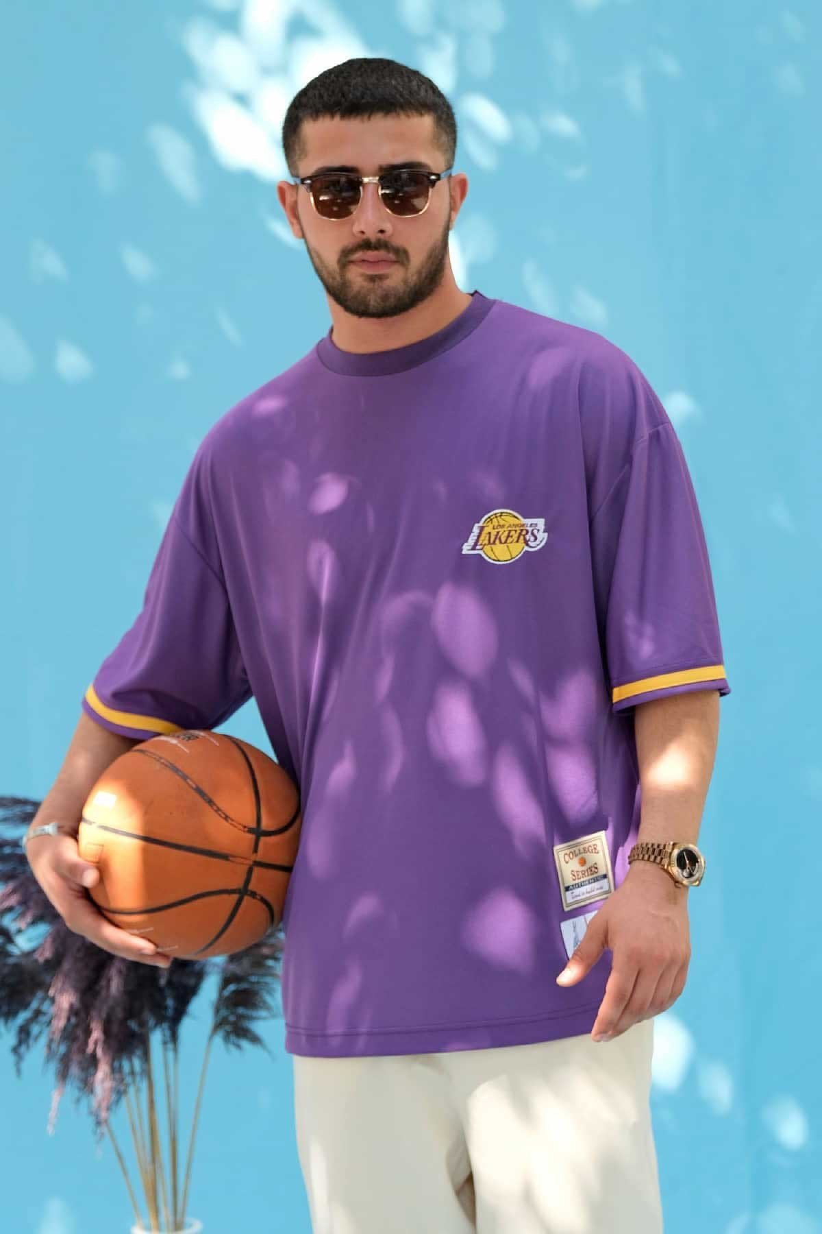 Oversize Fileli Lakers T-Shirt