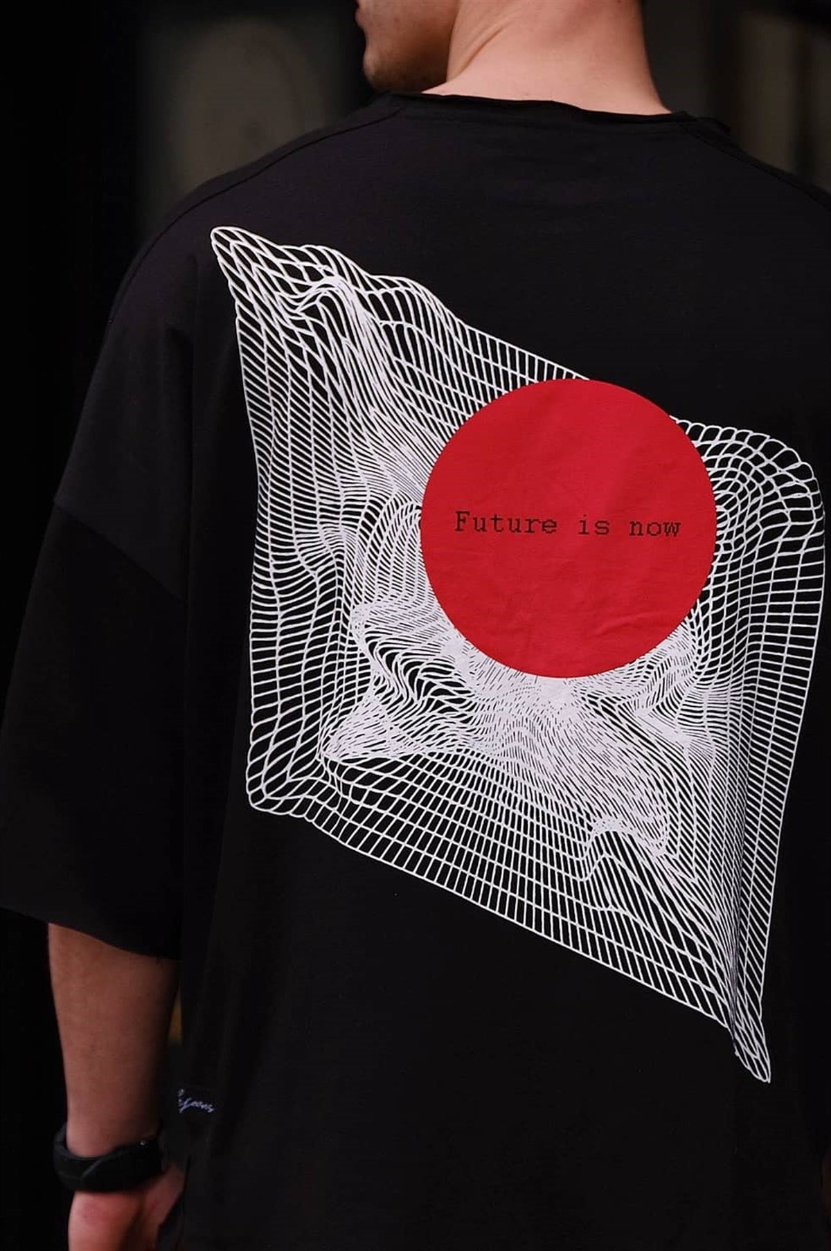 Oversize Future Is Now T-Shirt Siyah
