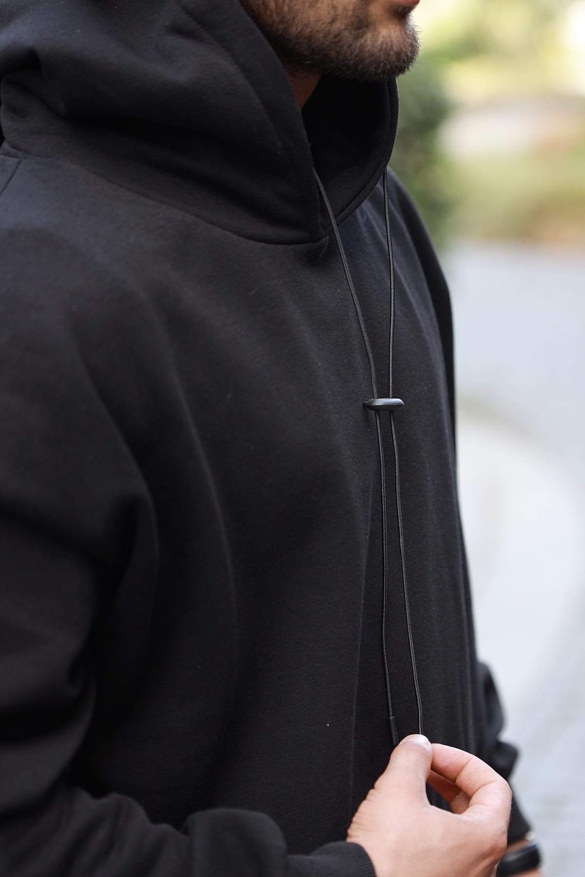 Oversize Kapüşonlu Sweatshirt Siyah