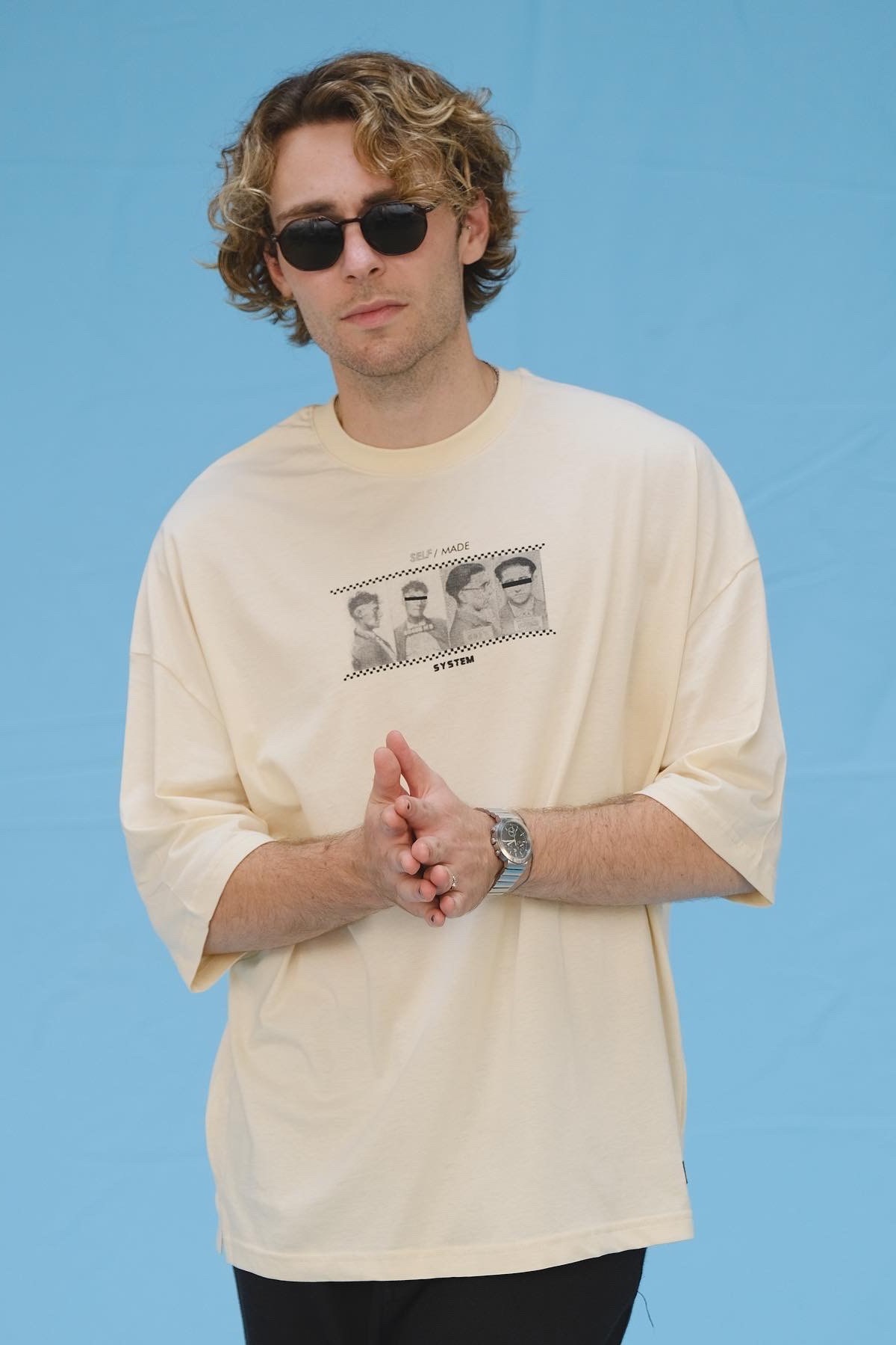 Oversize Krem Self Made T-Shirt