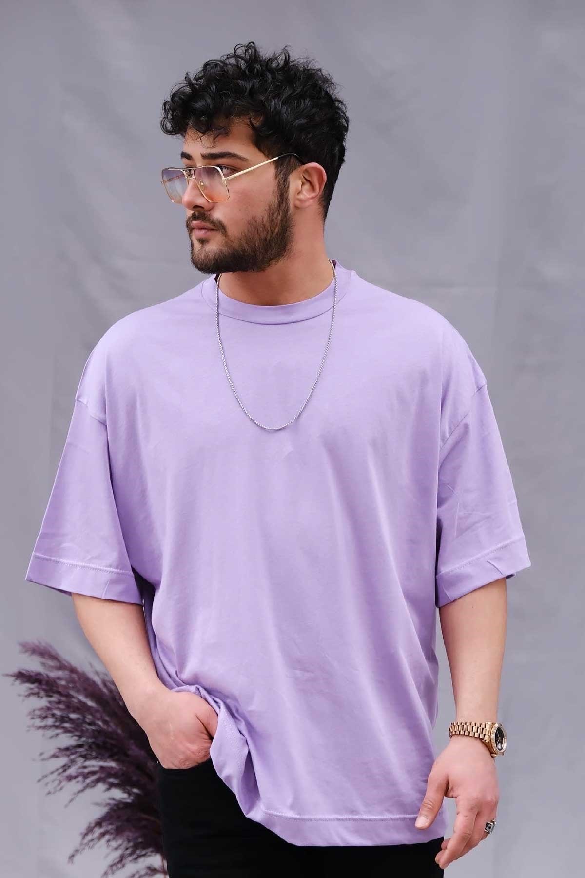 Oversize Lila Basic T-Shirt