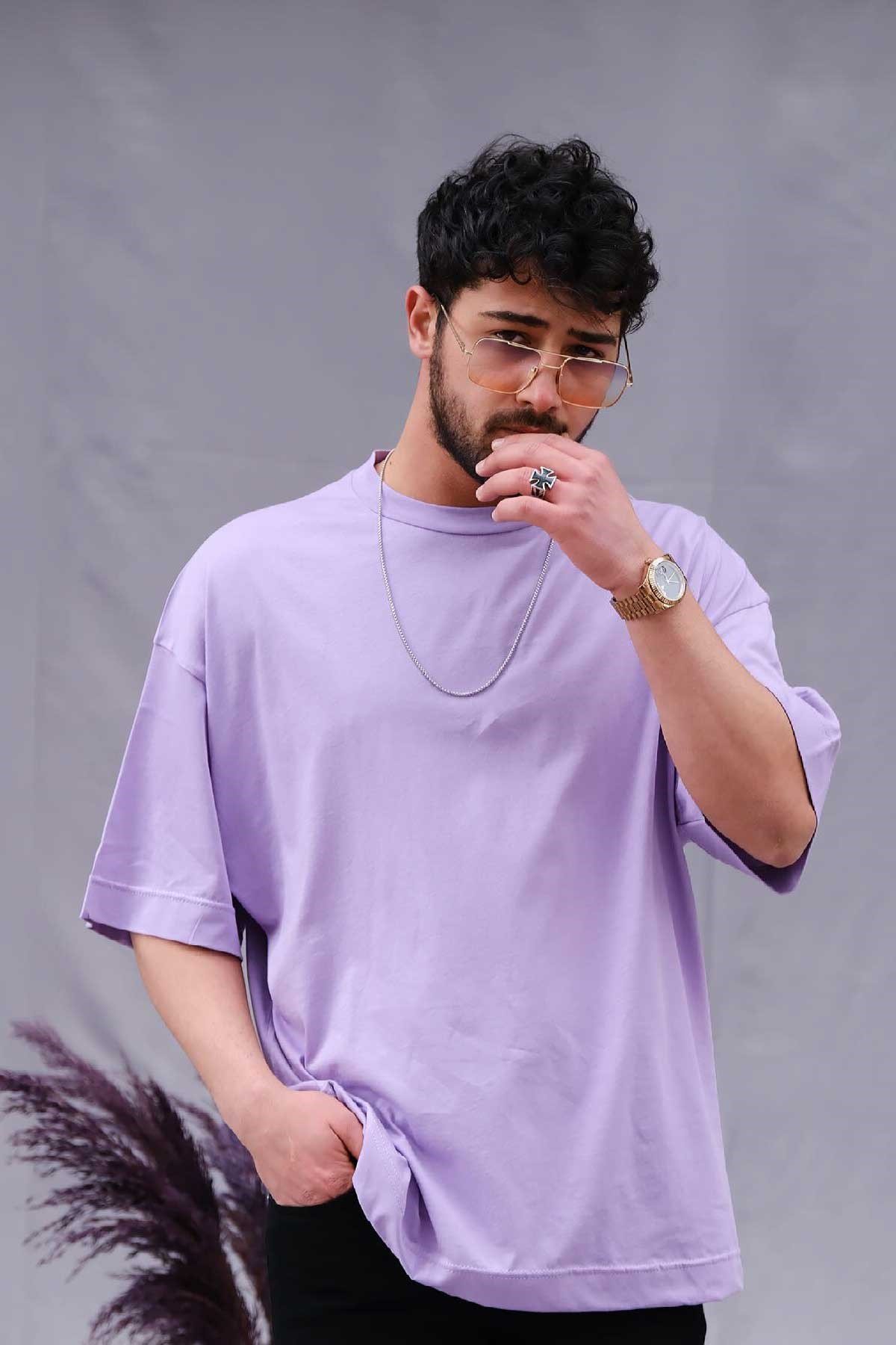 Oversize Lila Basic T-Shirt