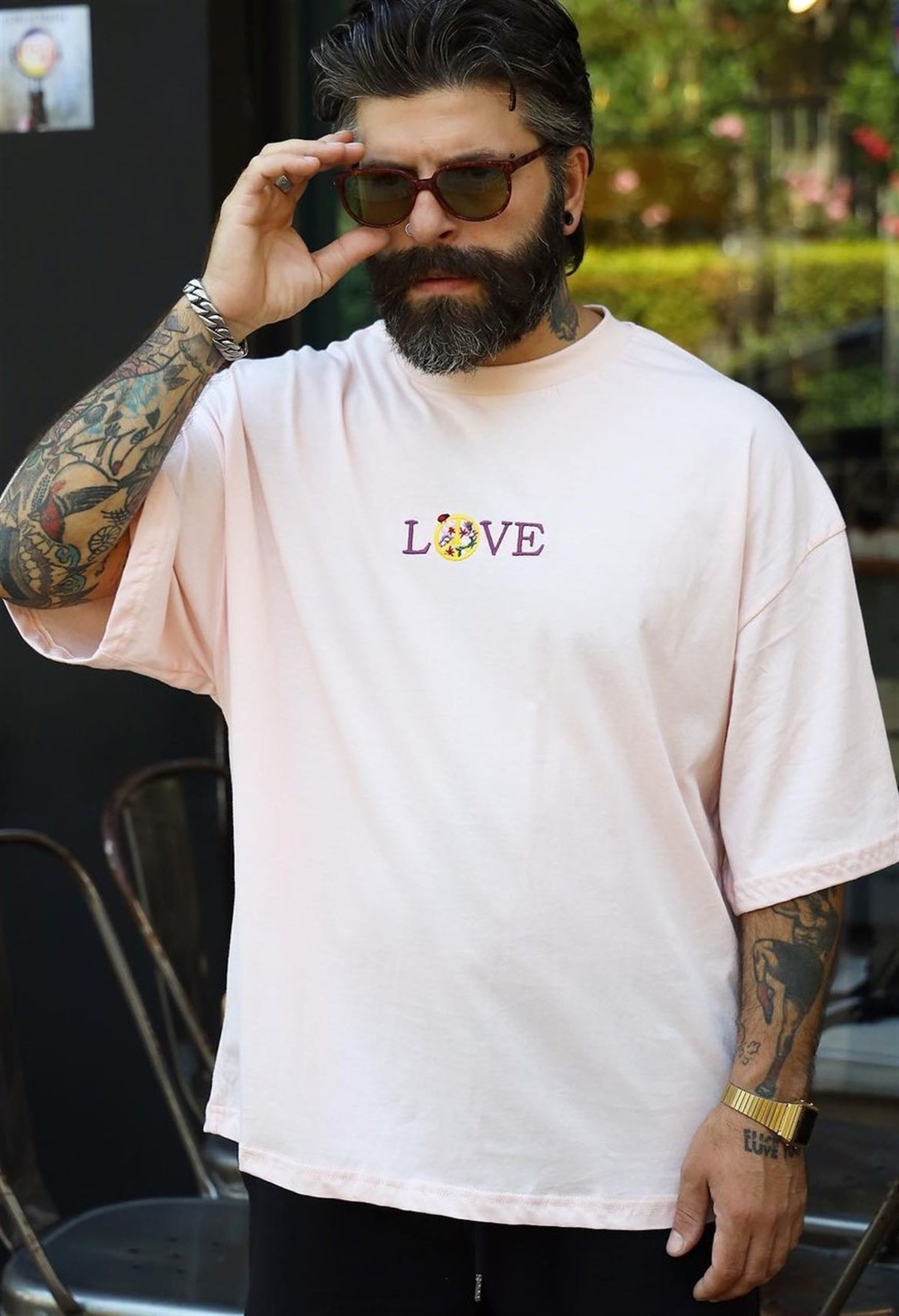 Oversize Love T-Shirt Pembe