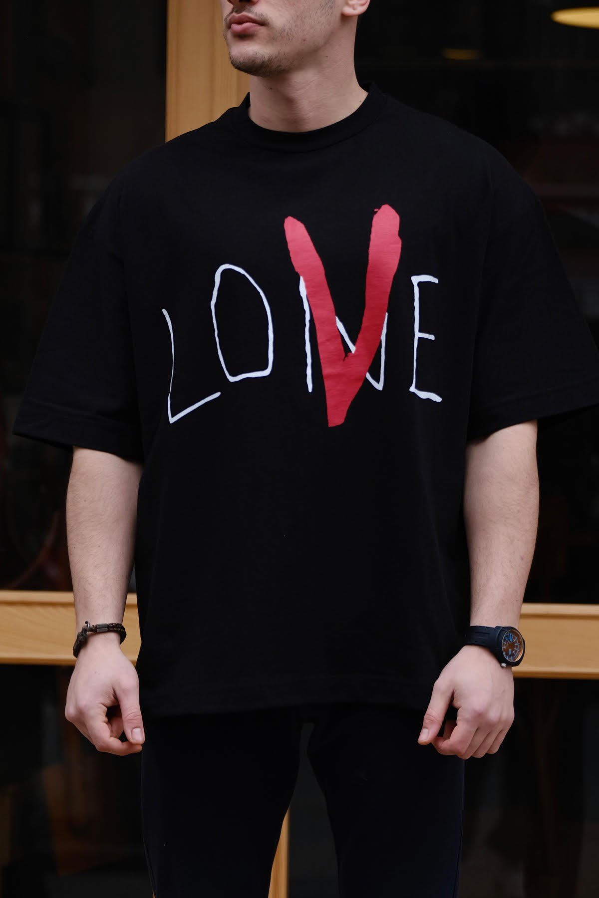 Oversize Love-V Tshirt Siyah