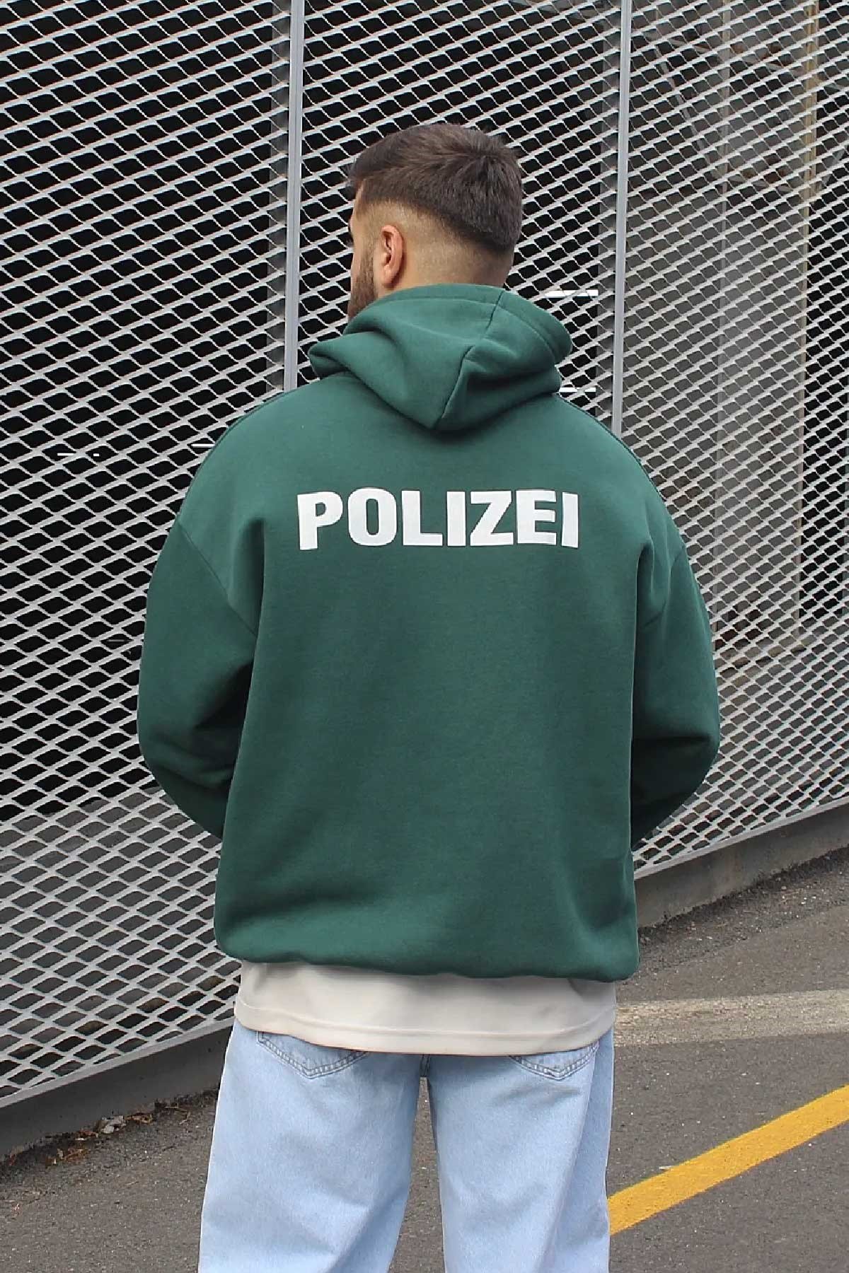 Oversize Polızeı Yeşil Sweatshirt