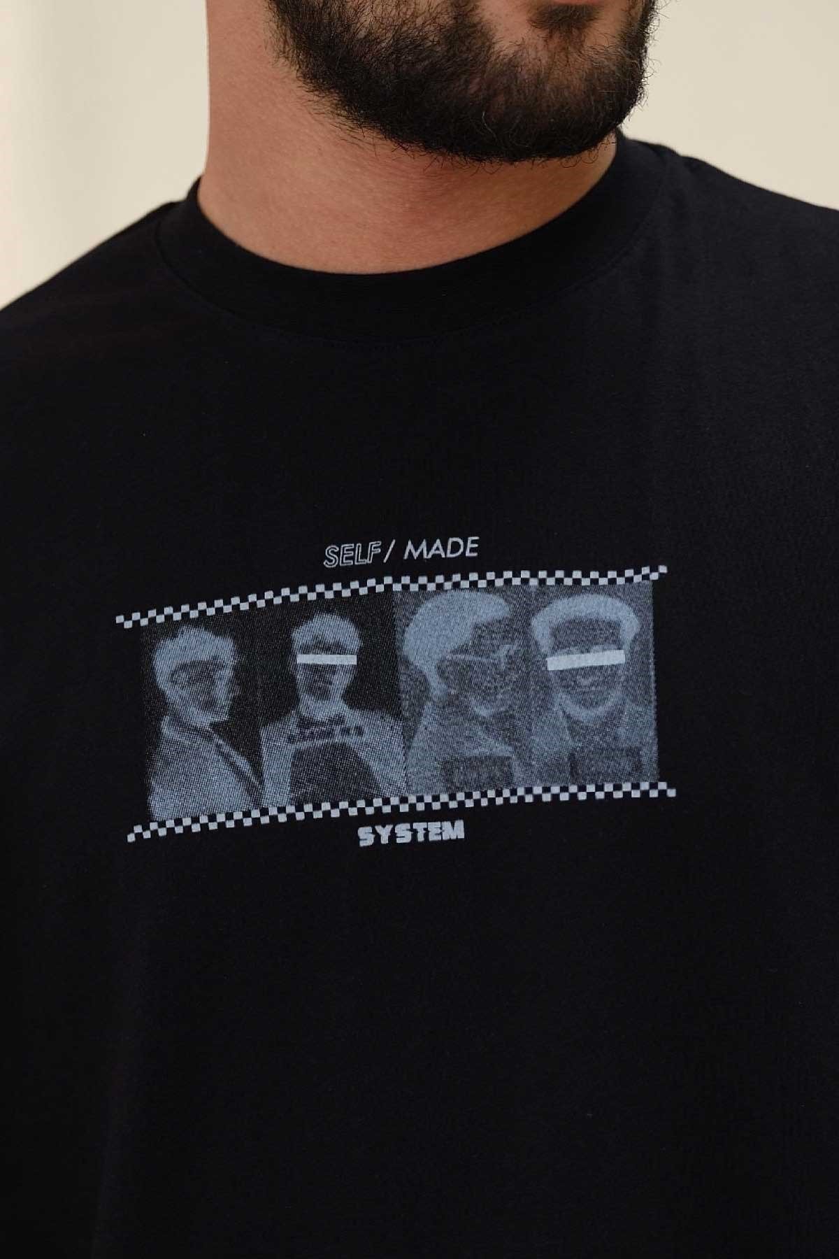 Oversize Self Made Siyah T-Shirt 
