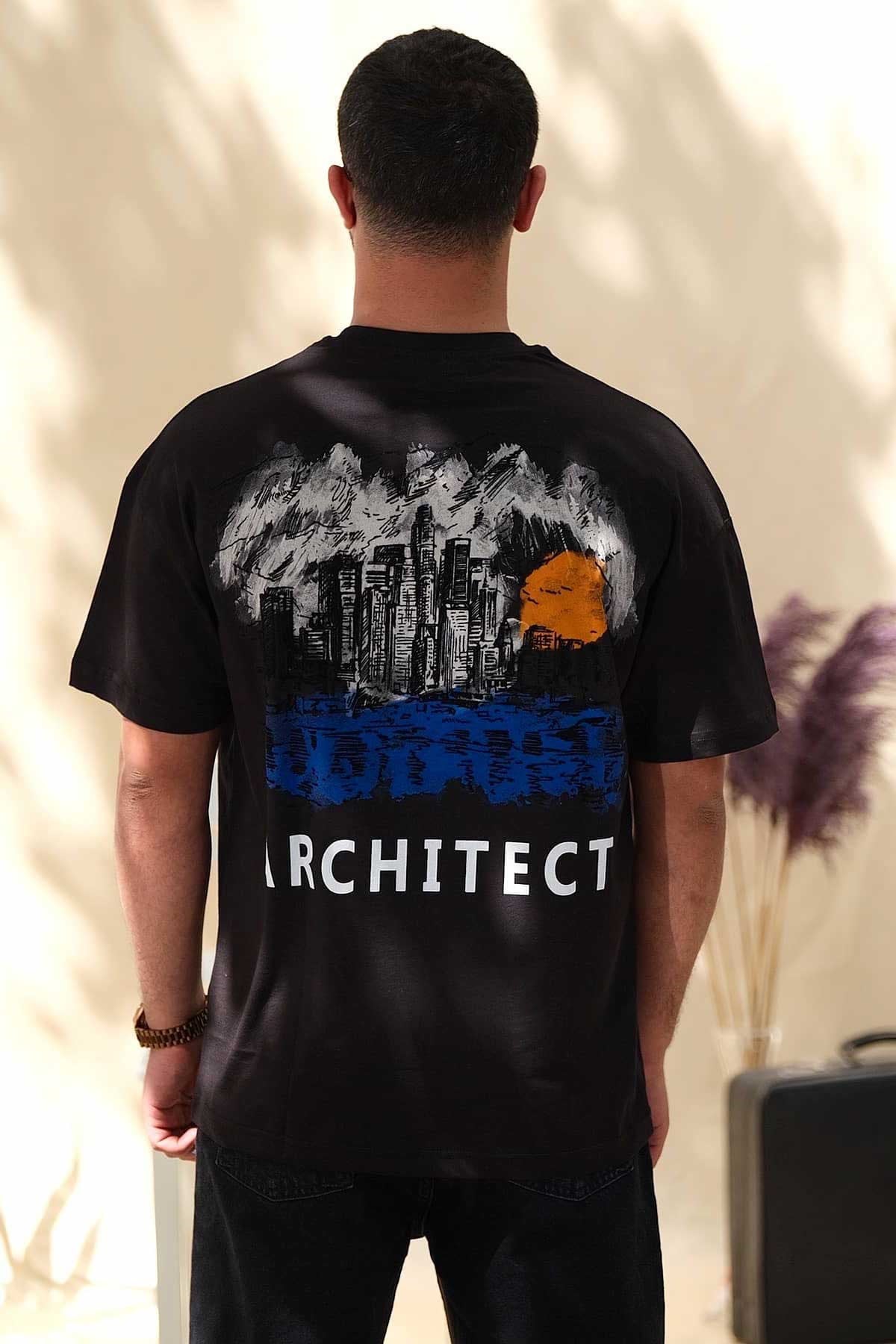 Oversize Siyah Architect T-Shirt