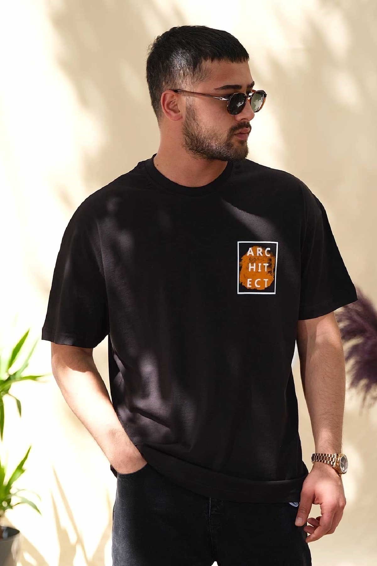Oversize Siyah Architect T-Shirt