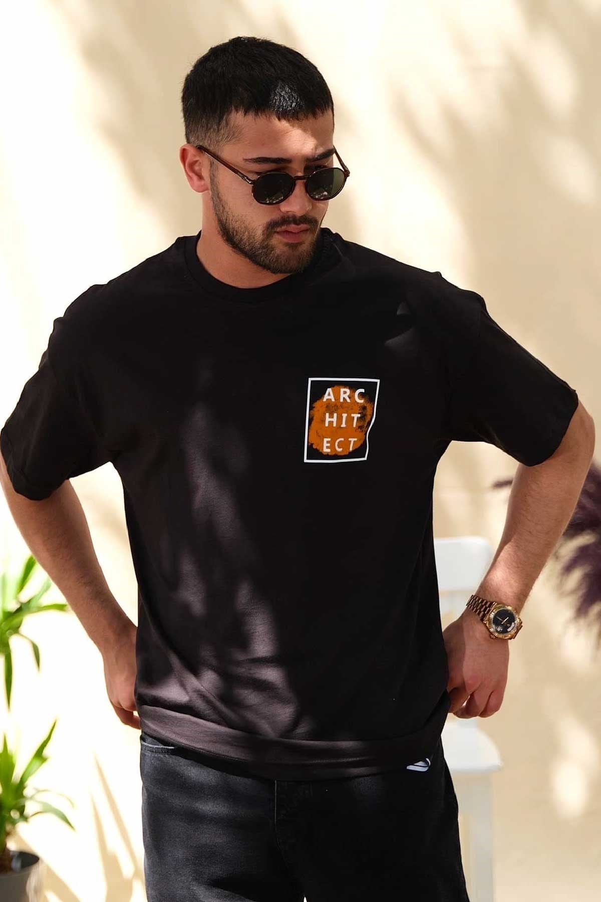 Oversize Siyah Architect T-Shirt