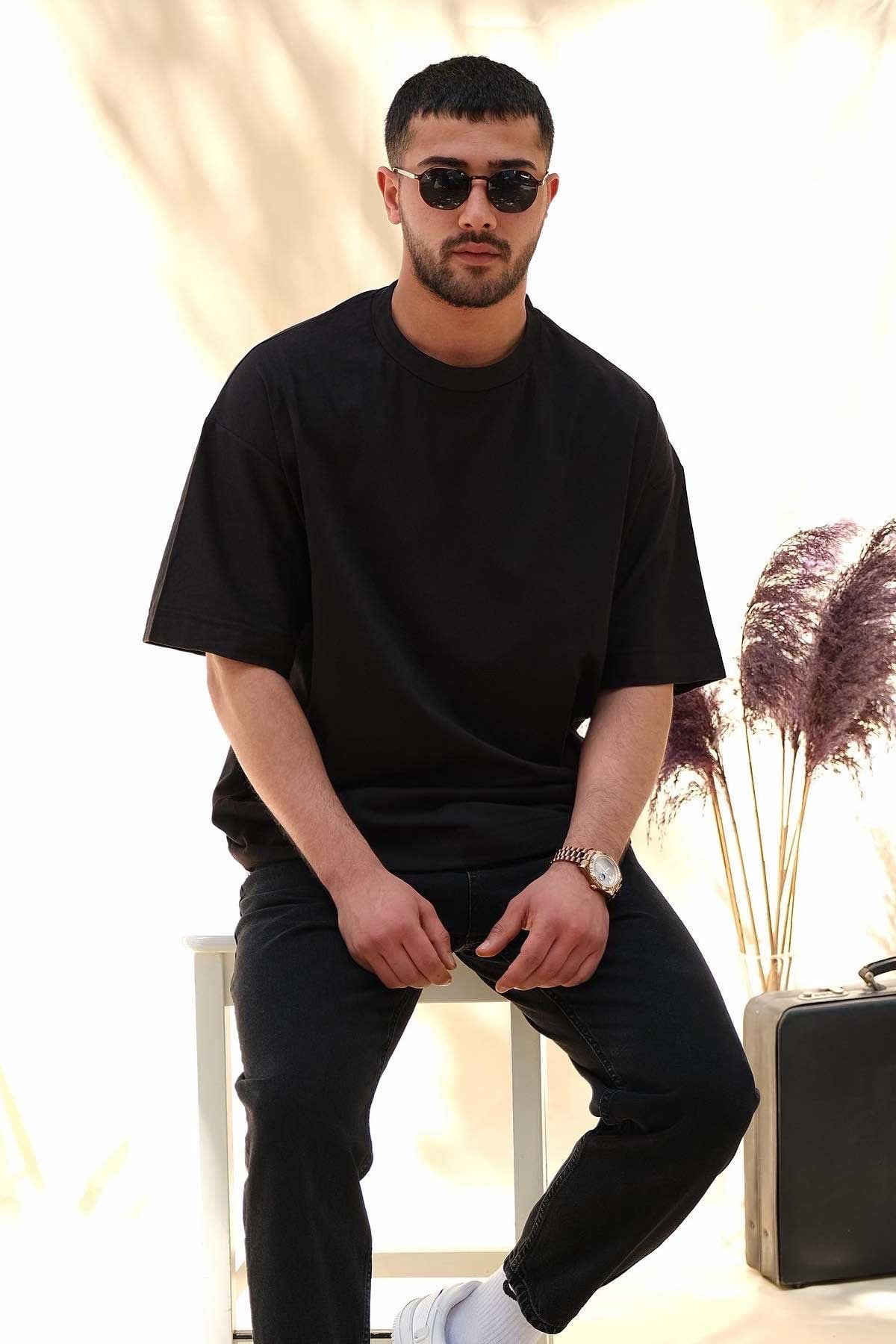 Oversize Siyah Basic T-Shirt