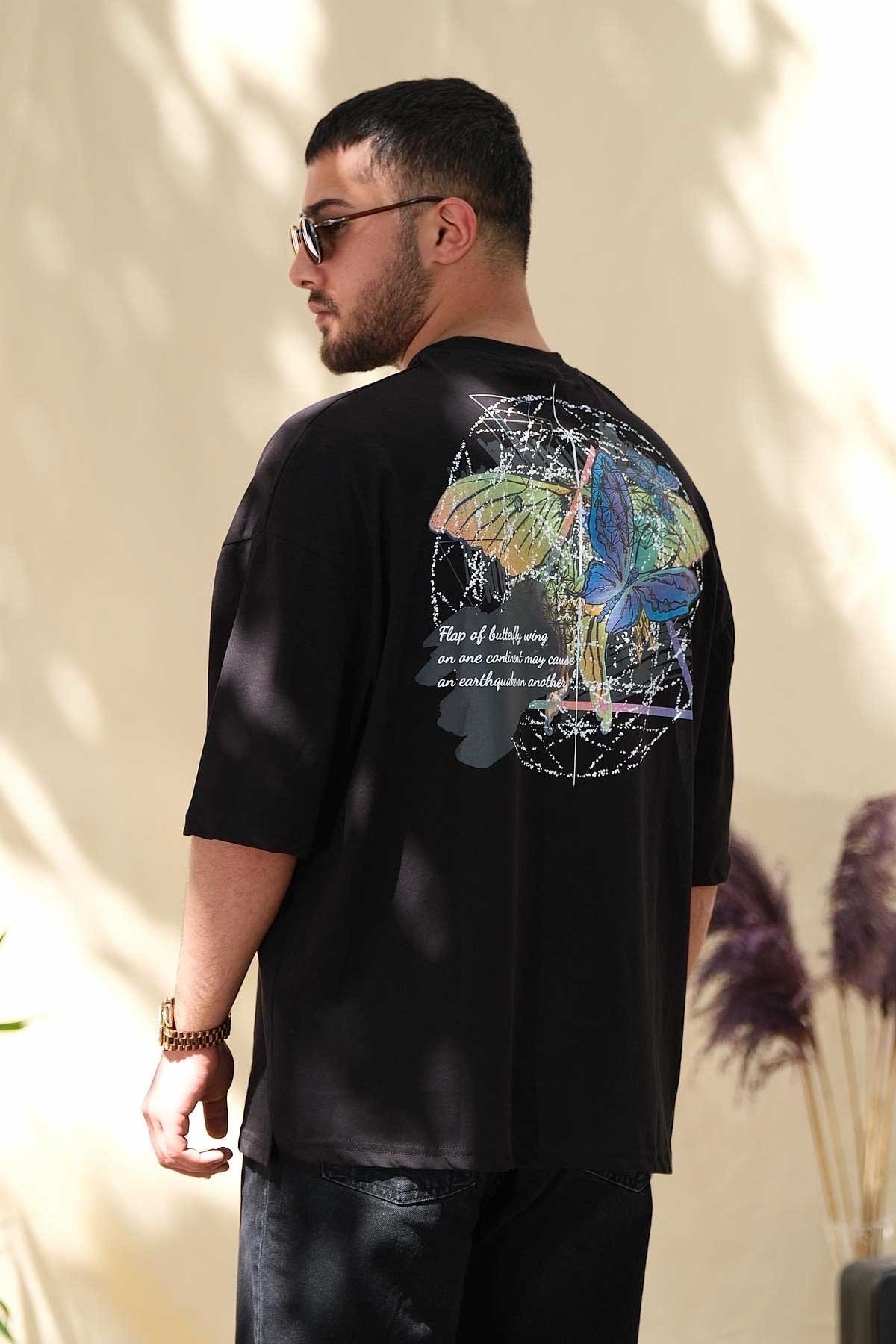 Oversize Siyah Butterfly T-Shirt