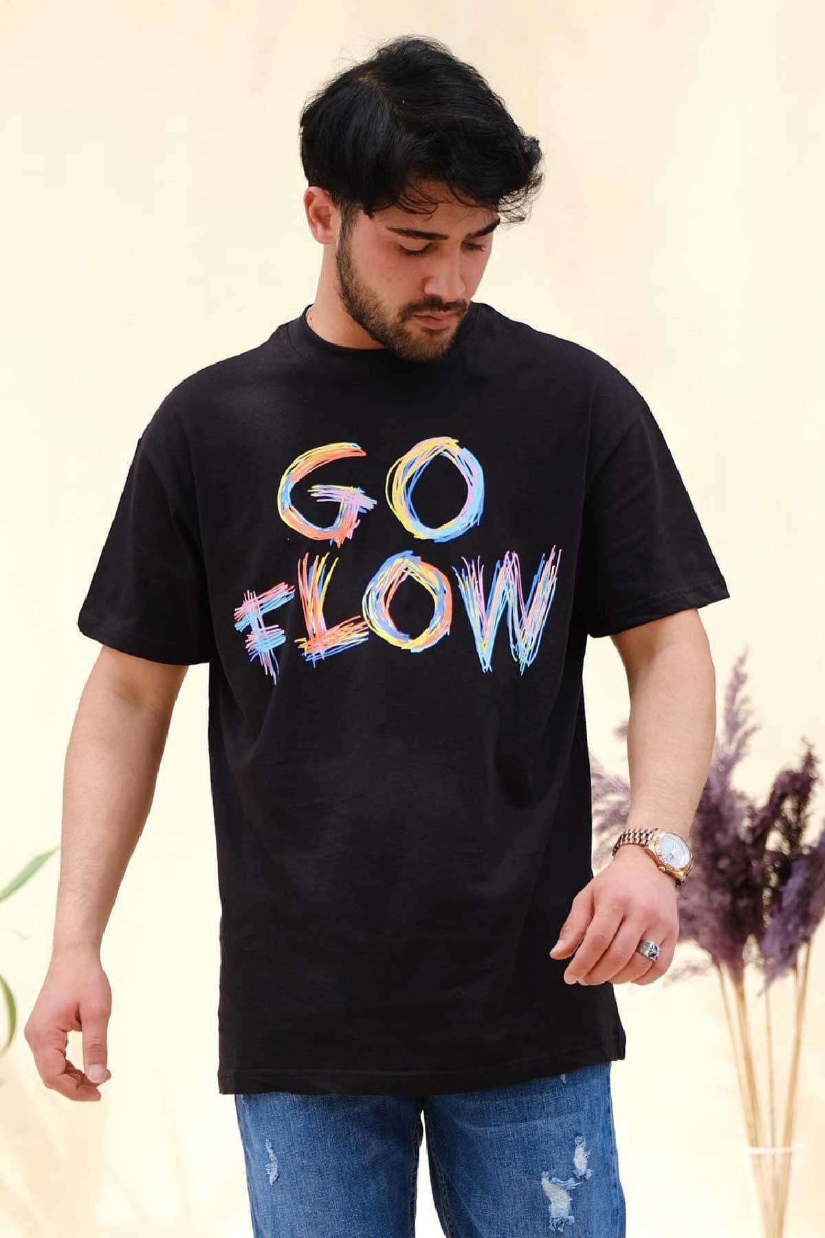 Oversize Siyah Go Flow T-Shirt