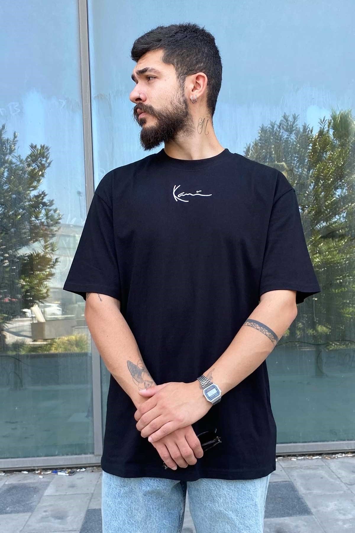 Oversize Siyah Kani T-Shirt
