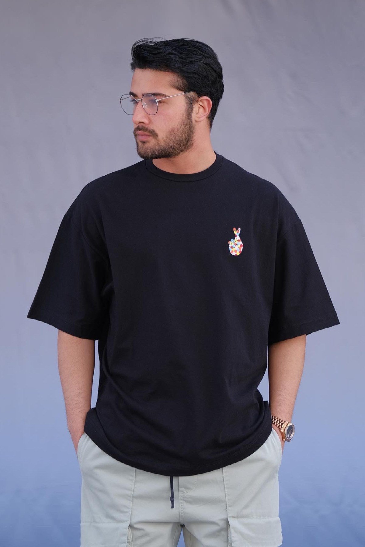 Oversize Siyah Love T-Shirt
