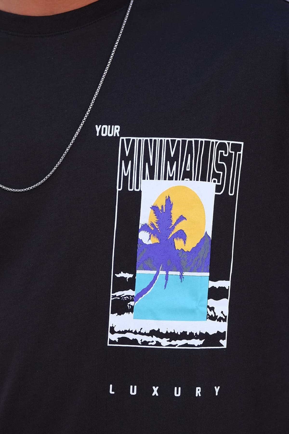 Oversize Siyah Minimalist T-Shirt